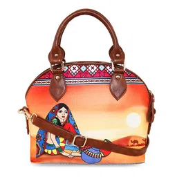 Sabhyata Women Multicoloured Ethnic Motifs Printed Structured Handheld Bag-picture-20