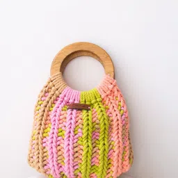 DECORDILL Self Design Cotton Structured Handheld Bag image 1