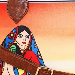 Sabhyata Women Multicoloured Ethnic Motifs Printed Structured Handheld Bag image 3