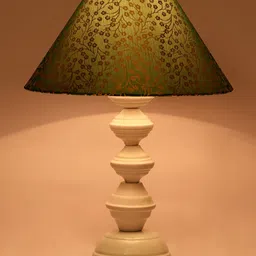 foziq White & Green Printed Table Lamp With Shade image 3