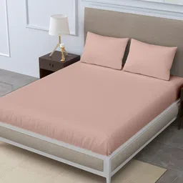 LINENWALAS Happy Sleeping Rose Gold 300 TC Queen Bedsheet with 2 Pillow Covers-picture-23