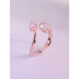 Palmonas Womens 925 Sterling Silver Toi et Moi Pear Rose Gold Ring - Adjustable image 1