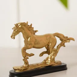 HOME 360 Running Horse Sculpture Showpiece - Gold image 1