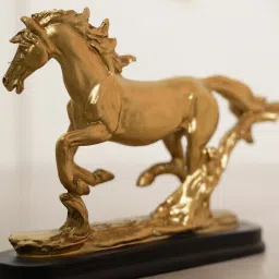 HOME 360 Running Horse Sculpture Showpiece - Gold image 3