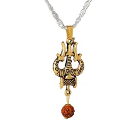 Estele Gehena Stylish Spiritual Trishul Rudraksha Pendant Chain image 3