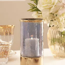 Pure Home and Living Blue & Gold Toned Aluminium Candle Holder-image-75