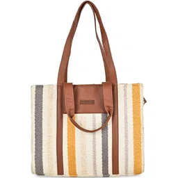ENSAC Women Striped Printed Shopper Cotton Tote Bag-image-2