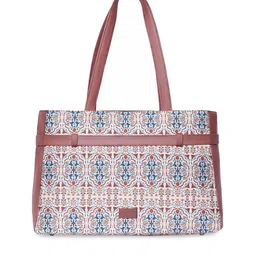 ZOUK Printed Structured Jute Laptop Shoulder Bag image 3