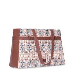 ZOUK Printed Structured Jute Laptop Shoulder Bag image 4