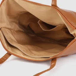 Caprese Tan Brown Croc Textured Structured Shoulder Bag image 5