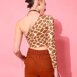 STREET 9 Rust Printed One Shoulder Top image 4