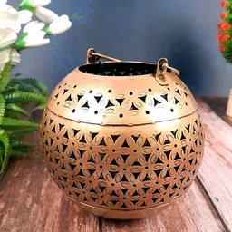 apka mart Copper-Toned Textured Metal Candle Holder image 1