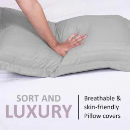 the conversion Grey Striped 210 TC Cotton Pillow Covers (Set of 2) image 4