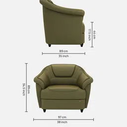 durian Berry compact Leatherette 1 Seater Sofas in Olive Green Colour image 2