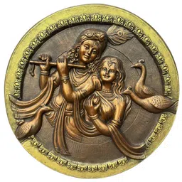 artociti 31x31 Inches Round Radha Krishna 3D Relief Mural Wall Art image 5