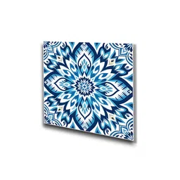 nestroots Blue and White Tile Collection Call Wall Painting Set of 3 White Frame image 4