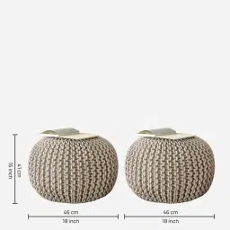 riance creations Romania Knitted Pouffe in Beige Colour image 2