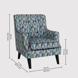 royaloak Clint Fabric Full Back Lounge Chair in Green Colour image 2