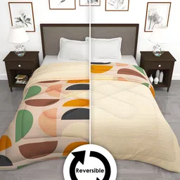 Story@home Peach & Orange Geometric 180 GSM AC Room Reversible Double Bed Comforter image 5