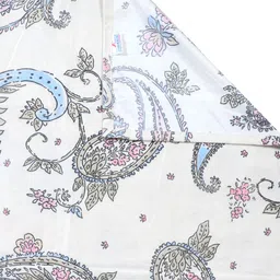 FABINALIV Blue & White Ethnic Motifs  Printed 300 TC Single Bedsheet With 1 Pillow Cover image 4