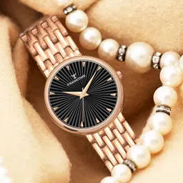 Franktime Women Brass Dial & Stainless Steel Bracelet Style Straps Analogue Watch FT-0039 GRY image 1