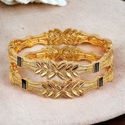 LUCKY JEWELLERY Set Of 2 Gold-Plated Bangles-picture-18