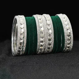 NMII Set Of 28 Zircon Gemstone-studded Velvet Bangles-picture-18