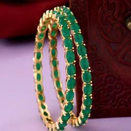 The Pari Set Of 2 Gold-Plated American Diamond-Studded Bangles-picture-16