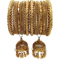 FEMMIBELLA Set Of 18 Gold-Plated Stone-Studded Bangles-picture-12