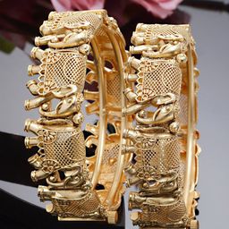 KARATCART Set Of 2 Gold-Plated Kundan-Studded Bangles-picture-13