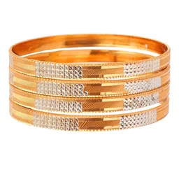 Jewar Mandi Set of 4 Gold-Plated Dual-Toned Bangle-picture-40