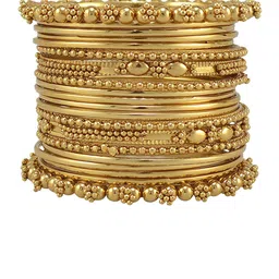 The Pari Set Of 20 Gold-Plated Beaded Trendy Bangle Set-picture-22