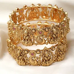 KARATCART Set Of 2 Gold-Plated Kundan-Studded Bangles-image-46