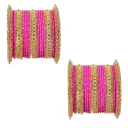 NMII Set Of 46 Gold-Plated Zircon-Studded Chuda Bangles-picture-30