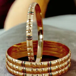 LUCKY JEWELLERY Set Of 4 Gold-Plated Meenakari Bangles-picture-50