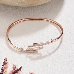 AMI Rose Gold-Plated Cubic Zirconia Studded Kada Bracelet image 1