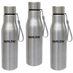 NIRLON Silver-Toned 3 Pieces Stainless Steel Solid Water Bottle 1L-picture-12