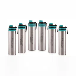 NIRLON Eco Star Silver-Toned 6 Pieces Stainless Steel Solid Water Bottles 900ml Each-picture-17