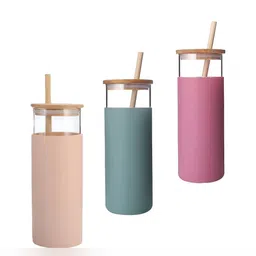 WELOUR Beige & Pink 3 Pieces Glass Water Bottle-picture-30