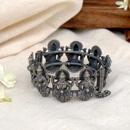 TEEJH Women Silver-Toned Oxidised Silver-Plated Bangle-Style Bracelet-picture-44