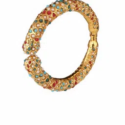 Adwitiya Collection Gold-Plated Beaded Kada Bangle image 3