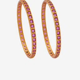 Kushal's Fashion Jewellery Set Of 2 Gold-Plated Stone-Studded Bangles image 2
