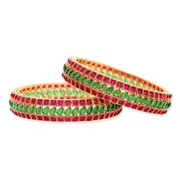 Rubans Set Of 2 Gold Plated Kundan Bangle image 2