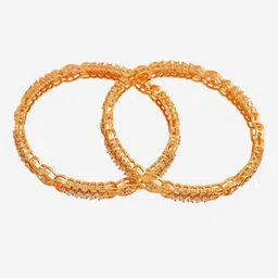 Kushal's Fashion Jewellery Set Of 2 Gold-Plated Zircon Studded Bangles image 4