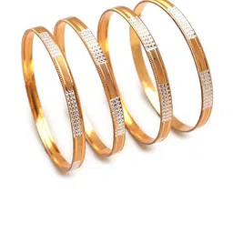 Jewar Mandi Set of 4 Gold-Plated Dual-Toned Bangle image 2