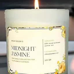 Akaar Cream-Coloured Fruity & Flowery Midnight Jasmine Scented Jar Candle image 4