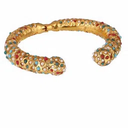 Adwitiya Collection Gold-Plated Beaded Kada Bangle image 4