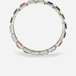 ZENEME Set Of 2 Rhodium-Plated American Diamond Studded Bangles image 5