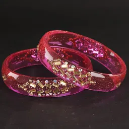 LAVAZZA Set Of 2 Cubic Zirconia & Crystal Studded Glass Bangles image 5