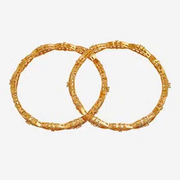Kushal's Fashion Jewellery Set Of 2 Gold-Plated Zircon-Studded Bangles image 4